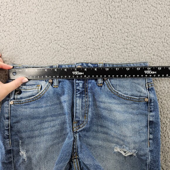 Kancan Jean Shorts Womens 24 (28x3) Blue Mid Rise Distressed Cut Offs Jorts - Picture 8 of 16